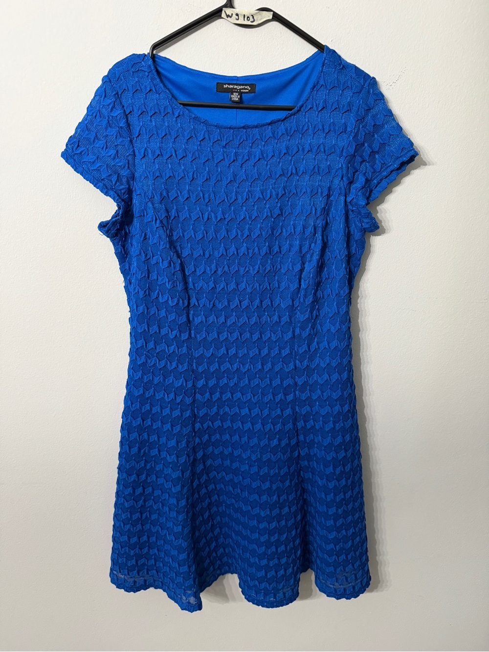 Women’s Sharagano 16W Royal Blue Textured Fit & Flare Dress Plus Size
